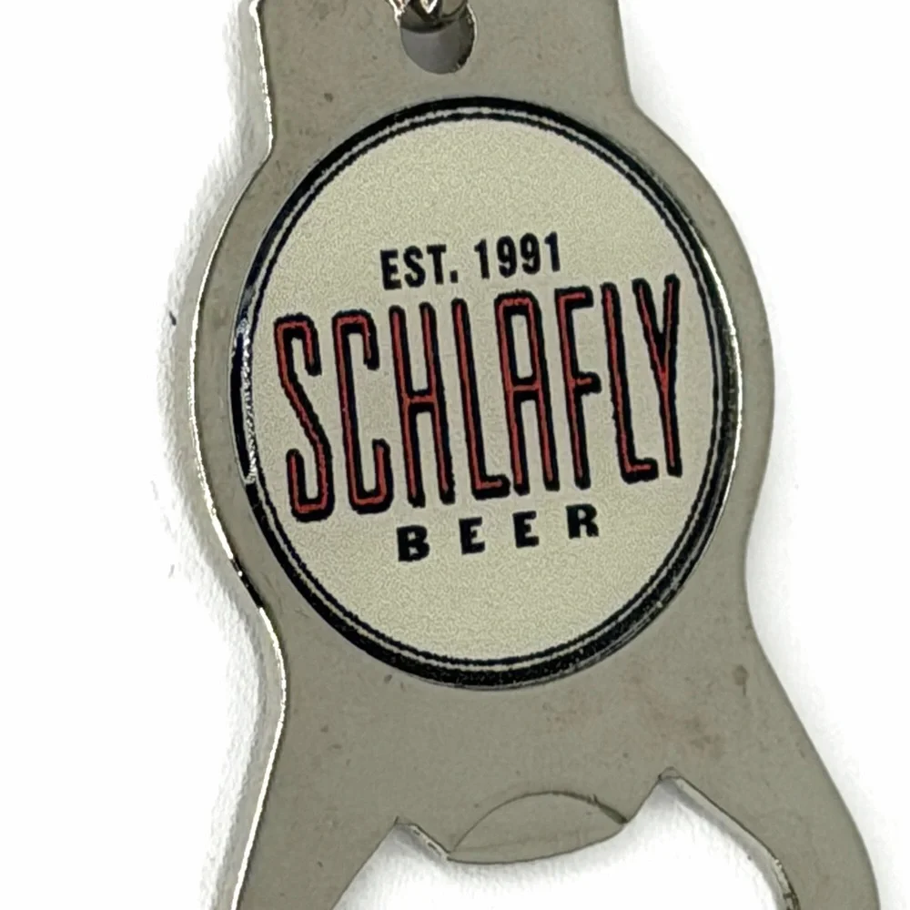Schlafly Metal Beer Bottle Opener Keychain Silver